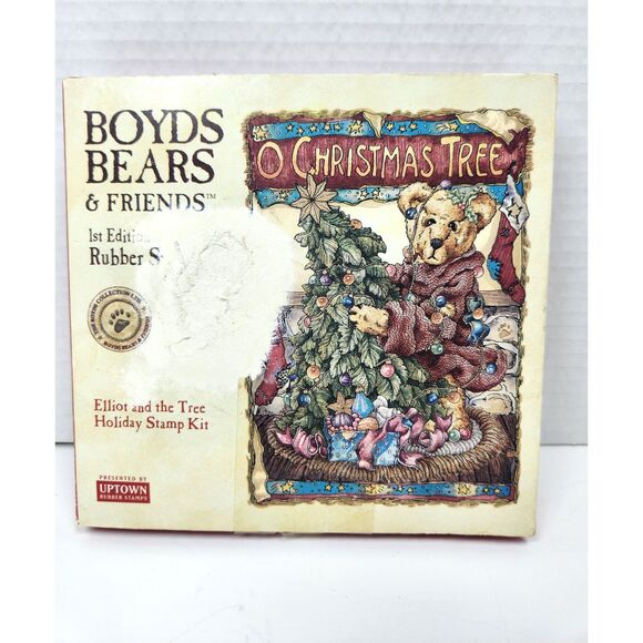 Vtg. Boyd's Bears “Elliot and the Tree” Holiday Rubber Stamp Kit 1st Edition - Picture 1 of 7